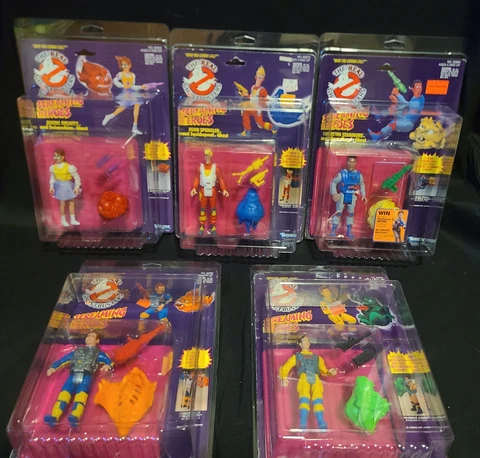Set of ALL 5 Screaming Heroes Ghostbusters MOC Original Kenner 1989 Cover