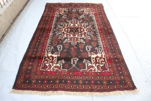 4'3x7'0 ft Afghan Vintage Hand Knotted Oriental Rug, Living Room Rug, Office Rug - Picture 1 of 15