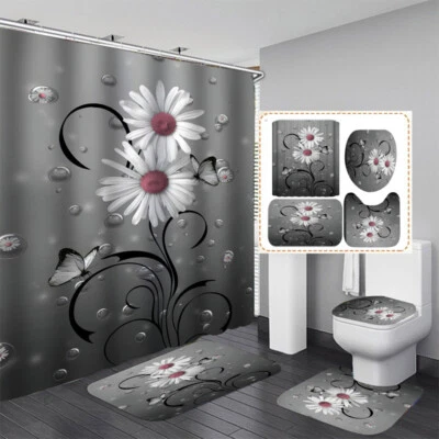 Alfombra de baño antideslizante con flores 3D alfombra de baño cubierta Toliet alfombra pedestal EE. UU. Foto 1 de 4