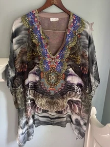 Camilla V-Ausschnitt Seide Kaftan Perlen Top $ 398 TOP - Bild 1 von 23