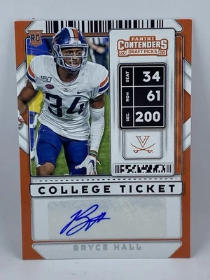 2020 Contenders Draft Bryce Hall College Ticket Auto #174 Virginia Cavaliers - Image 1 of 2