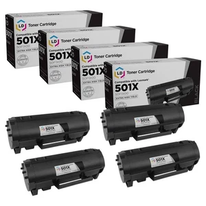 Juego de 4 cartuchos de tóner negro LD 50F1X00 Extra HY para Lexmark MS315 MS410 MS415 - Imagen 1 de 9