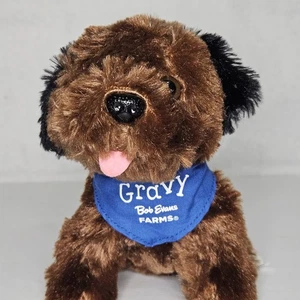 Bob Evans Restaurante Publicidad Peluche Gravy Marrón Cachorro Perro Azul Bandana Bufanda - Imagen 1 de 9