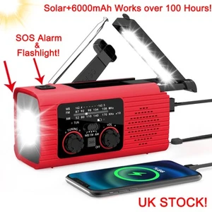 Emergency Wind Up Solar Hand Crank Radio Power Bank FM/AM USB Charger LED Torch - Picture 1 of 7