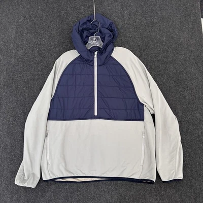 RLX Ralph Lauren Jacket Men's XL Gray Navy Blue Hooded Half Zip Pullover Golf - Image 1 of 4