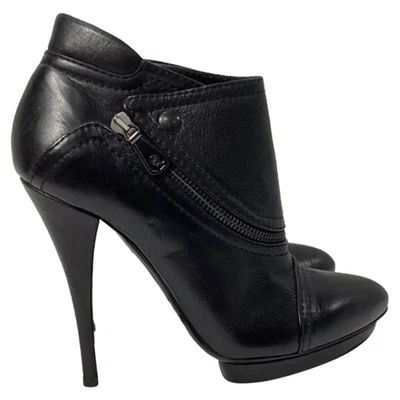 Alexander Mcqueen Zipped Biker Platform Ankle Boots In Leather Women Bl Size 39 - Image 1 of 4