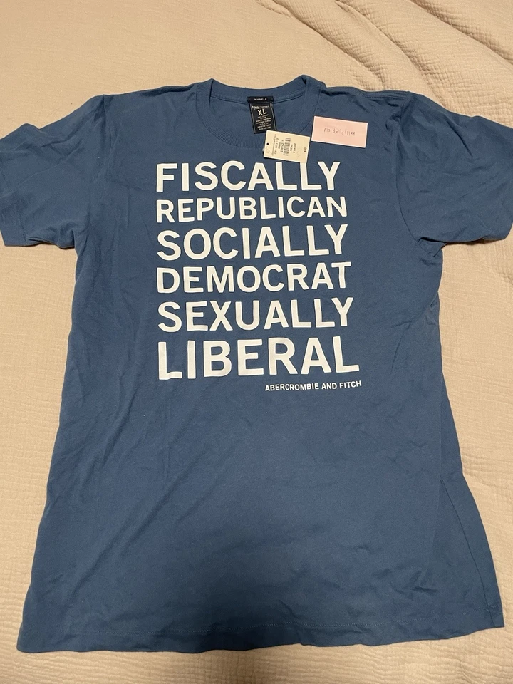 Camiseta De Colección Abercrombie & Fitch “Fiscally Republican…” Gráfica Y2K (RARA) XL Foto 1 de 4