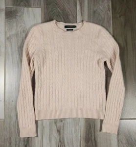 Suéter De Colección Ralph Lauren Tejido con Cable Cachemira Cuello Redondo Rosa Claro Talla L  - Imagen 1 de 12