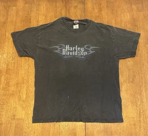 Vintage Y2K Grunge Harley Davidson Graphic T Shirt Large Flames - Picture 1 of 9