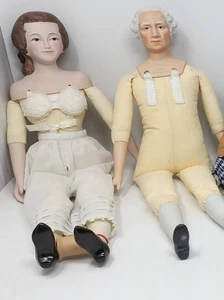 VTG 70s Yieldhouse Dolls George Washington and Abigail Adams Porcelain Cloth - Picture 1 of 16