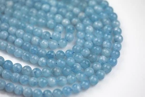 Natural Aquamarine Gemstone 6 MM Round Smooth Beads Strand 15.5" For Jewelry - Picture 1 of 5