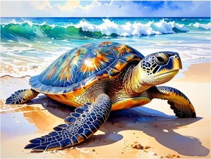 Fliesenbild Meeresschildkröte am Sandstrand Küche Bad Dusche Wandbild Spritzschutz - Bild 1 von 14