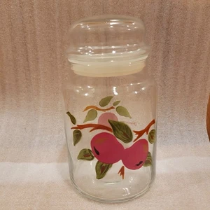 Vintage Franciscan Glassware Storage Jar and Lid Apple (England Backstamp) - Picture 1 of 7