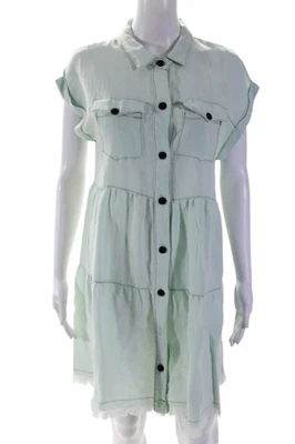 Vestido camisero Umgee USA para mujer manga corta con botones en capas verde menta talla S Foto 1 de 4