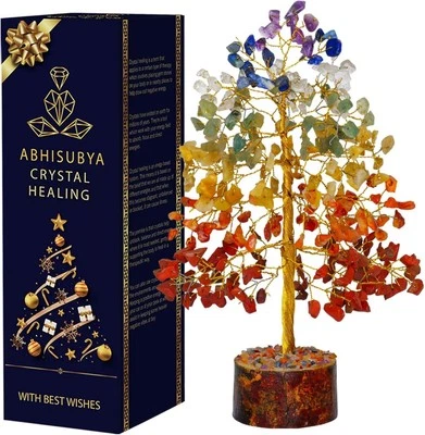 7 Chakra-Kristalle - Lebensbaum - Chakra-Stein - Edelsteinbesatz - Dekostein - Bild 1 von 4