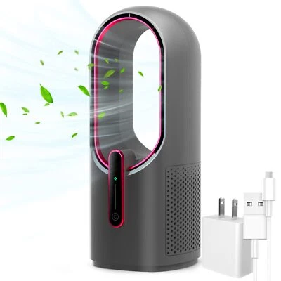 KONSIDEN Desk Fan Bladeless, 11.8 Inch Office Fan Small, Quiet, 3 Speed Adjustme Foto 1 de 4