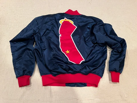 Vintage🔥 Eastport California Map Angels Halo Fur Lined Jacket Sz M Men's Satin Cover