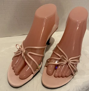Mootsies Tootsies Size 7.5  Pink/Clear Open Toe Kitten Heel Slides - Picture 1 of 6