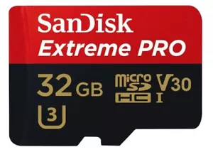 SANDISK - Extreme Pro MicroSDHC Class 10 U3 V30 Memory Card, 32GB 95MB/s 90MB/s - Picture 1 of 4