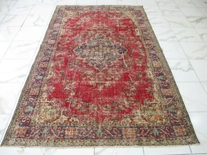 6X9 Oriental Rug,Hand Knotted Floral Rug,Blue Wool Rug,Traditional Vintage Rug - Picture 1 of 20