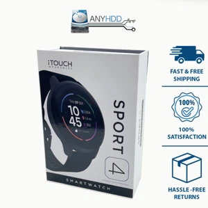 iTouch Sport 4 Black Smartwatch Heart Rate | Custom Face | 100+ Sports - Photo 1 sur 2