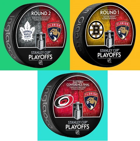 2023 STANLEY CUP PLAYOFFS PUCK SET FLORIDA PANTHERS VS. HURRICANES BRUINS LEAFS Cover