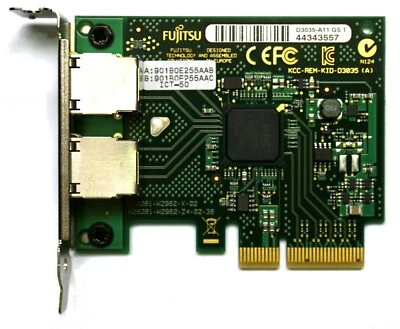 Fujitsu D3035-A11 Dual-Port PCIe x4 Gigabit Ethernet Network Card  Low-Profile - Image 1 of 2