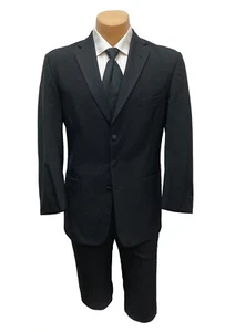 Men's Chaps Ralph Lauren Black Tuxedo with Flat Front Pants Shirt & Tie 42XL 35W - Picture 1 of 8