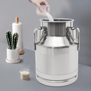 10L Stainless Steel Milk Can Wine Pail Bucket Jug Oil Barrel Canister w/ Lid NEW - Picture 1 of 17