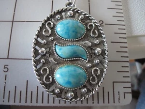 Sarah Coventry Indian Maiden Vintage Faux Turquoise Pendant Necklace 24" - Picture 1 of 5