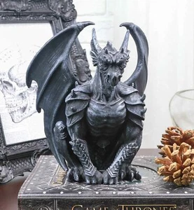 Crouching Gothic Winged Dragon Guardian Chimera Gargoyle Decorative Figurine - Picture 1 of 6