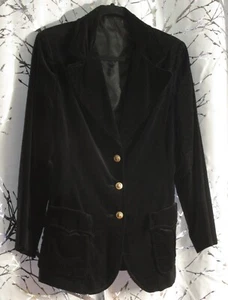 Vintage Junior House Black Velvet Velour Blazer Size S Small ? 1960's 1970's - Picture 1 of 3