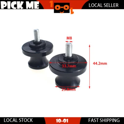 Black M8 Motorcycle Swingarm Sliders Spools Paddock Stand Bobbins Swing Arm - image 1 of 4