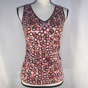 Banana Republic Pink/Orange/Brown Circles Tank Top - Size Medium #817 - Picture 1 of 9