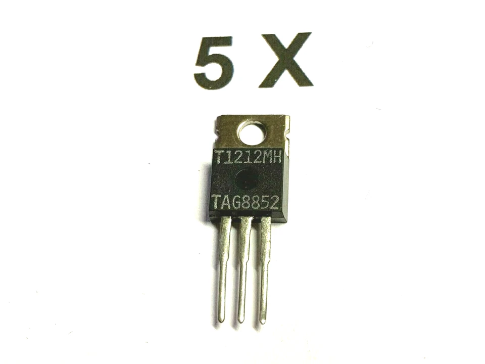 T1212MH, TRIAC, 12A, 600V, IGT, 50mA, 125 C°,TO220, TAG8852,SGS-THOMSON, 5 Stück - Image 1 of 1