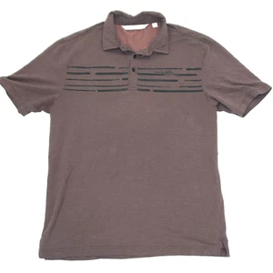 Travis Mathew Polo Shirt Mens Medium Burgundy Striped Chest Cotton Blend - Picture 1 of 8
