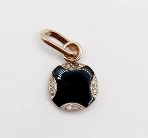 Pequeño colgante art deco oro blanco 18k placa de ónix y diamante talla rosa ... - Imagen 1 de 8