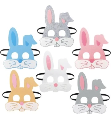 6 Pcs Easter Bunny Masks Felt Rabbit Supply for Easter Spring Party Bag Birthday - Image 1 of 4