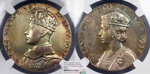 GREAT BRITAIN 1937 32mm Silver British Historical Medal George VI Coronation NGC - Picture 1 of 1