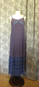 Robe ample longue été bretelles bas volanté mélange coton Wax bleu  T 40 PROMOD - Picture 1 of 9