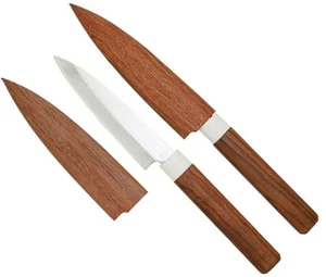 KANETSUNE Fruit Knife 95mm 420J2 Steel Sharp Point Blade Rose Wood Handle KC-082 - Picture 1 of 1