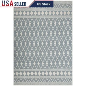 Blue Diamond Indoor Area Rug Non-Slip Stain Resistant Machine Washable 7x10 Ft - Picture 1 of 8