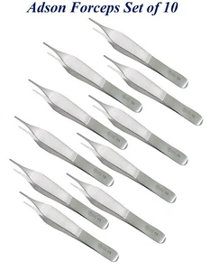 Pinzas para Curaciones Dental Adson Forceps Set of 10 Micro tooth Tweezers Lab - Imagen 1 de 4
