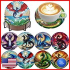 Zythron 8 Pack Diamond Art Coasters,Dragon Diamond Painting Coasters Kits