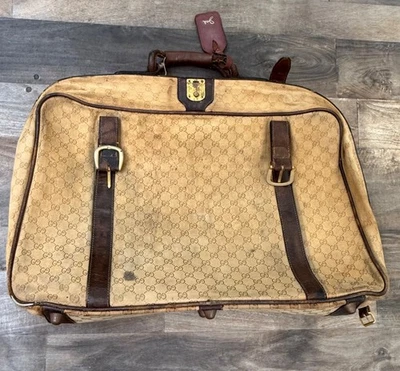 "Maleta de lona vintage años 70 Gucci GG logotipo monograma 24"" - necesita restauración" Foto 1 de 3