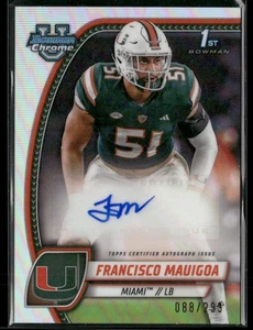 Francisco Mauigoa Auto Refractor AU,/299 2024 Bowman U Chrome Miami Hurricanes - Picture 1 of 2