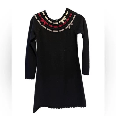 Vestido Suéter Gymboree Niñas Negro Manga Larga Rojo Blanco Cinta Lazos Navidad Foto 1 de 3