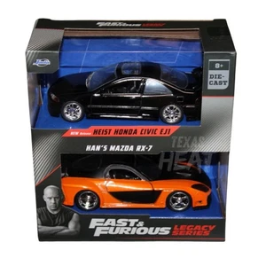 Jada Fast Furious Legacy Series 2 pack Heist Honda Civic EJ1 Han's Mazda RX-7 5a - Picture 1 of 1