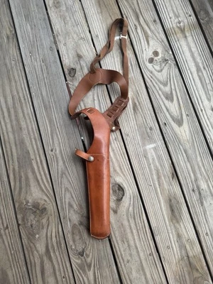 Винтажная наплечная кобура Bianchi X15 очень большая желтовато-коричневая кожа для револьверов 6–8 дюймов - Изображение 1 из 4