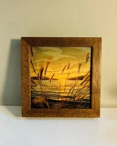 Sunset On The Water Wooden Wall Print Art 6.5”/6.5" Framed - Picture 1 of 12